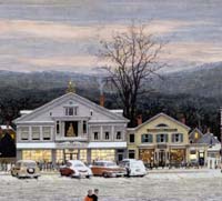 A Stockbridge Mainstreet at Christmas (Home for Christmas), Norman Rockwell Oil on canvas.” McCalls, December 1967 ©1967 Licensed by Norman Rockwell Licensing, Niles, IL From the permanent collection of Norman Rockwell Museum